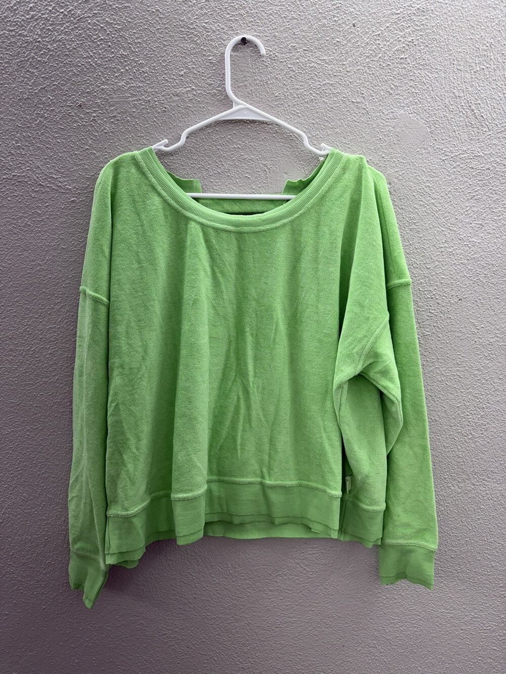 Joy Lab Womens Sweatshirt Size Medium Green French Terry Open Back Pullover NWTs